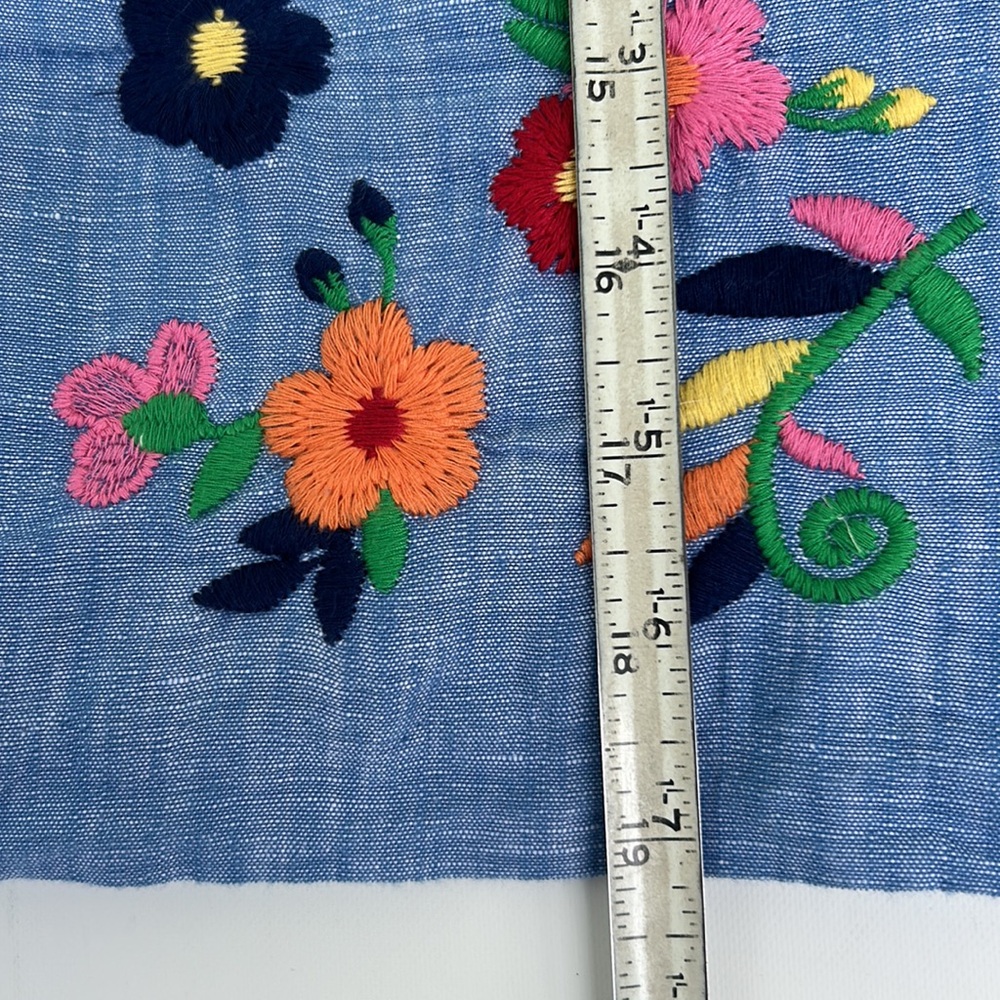 Talbots Embroidered Linen Chambray A-Line Skirt - Picture 11 of 11